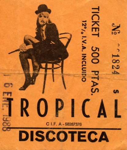 Entrada de la Discoteca Tropical de Gav� Mar (6 de Enero de 1988)